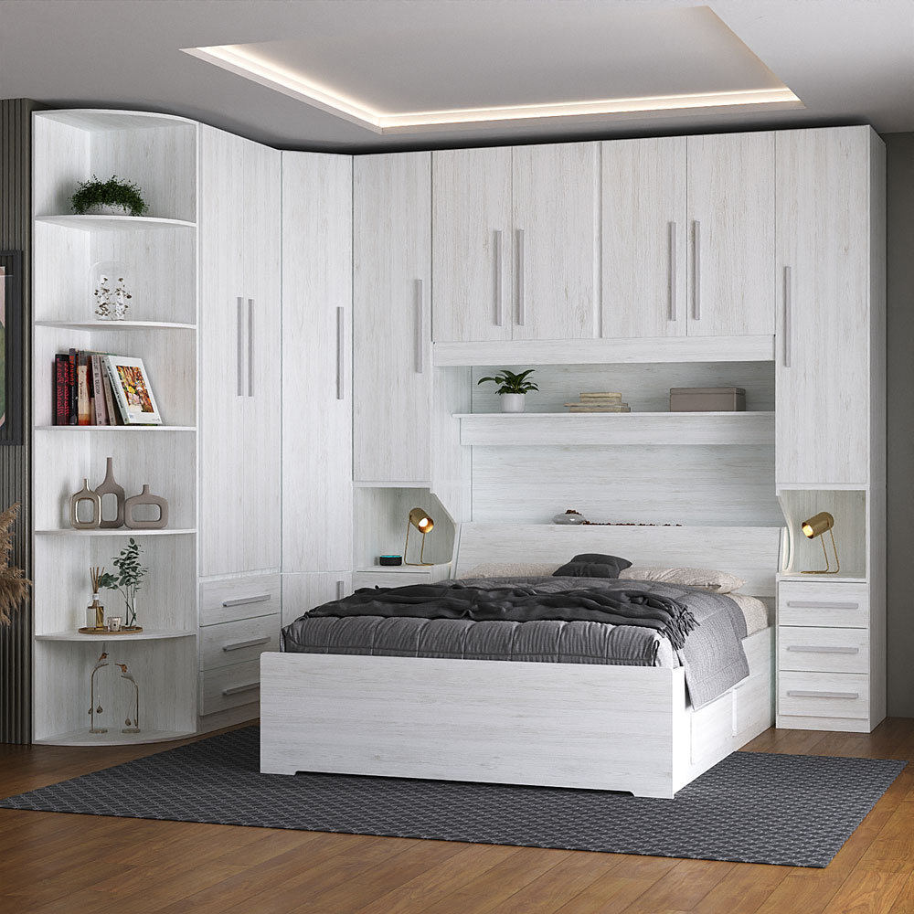 Dormitório Queen Size Sem Cama 1219S Carvalho Claro