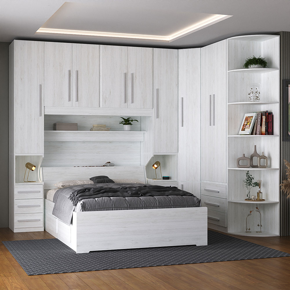 Dormitório Queen Size Sem Cama 1219S Carvalho Claro