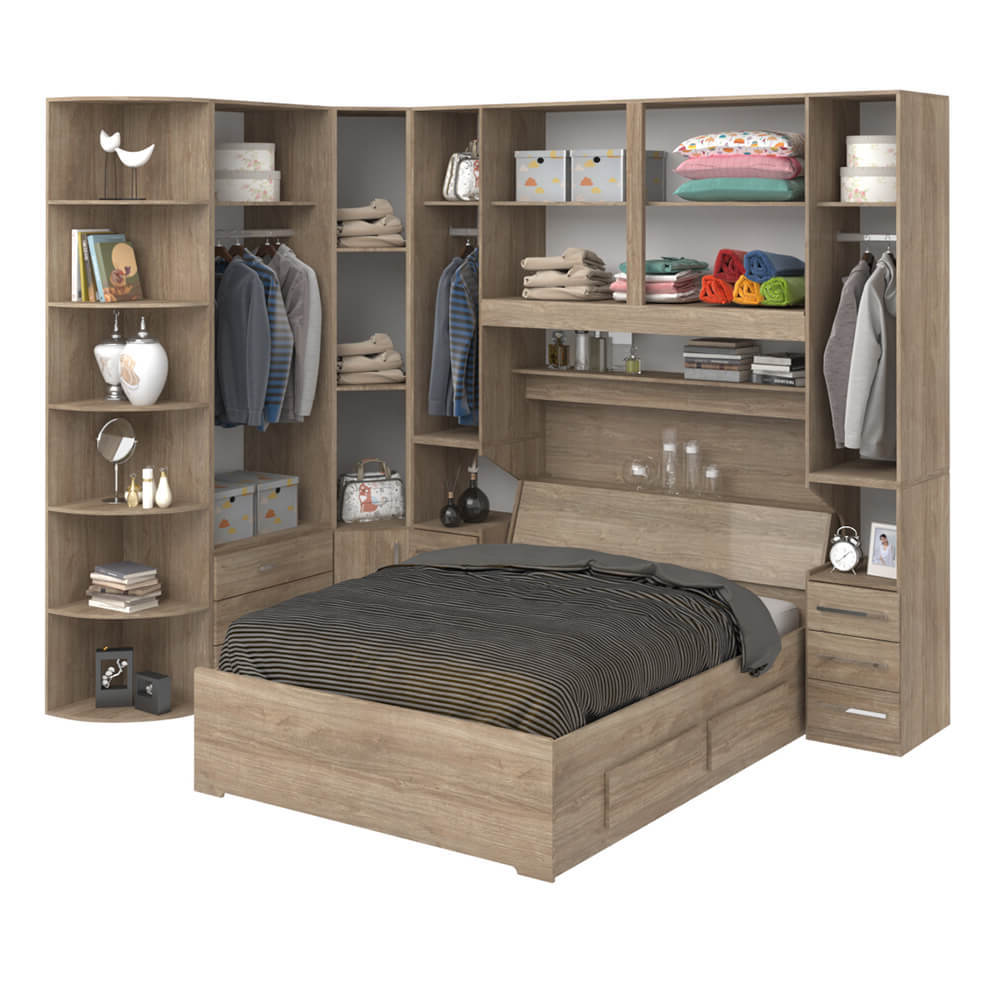 Dormitório Queen Size Sem Cama 1219S Castanho