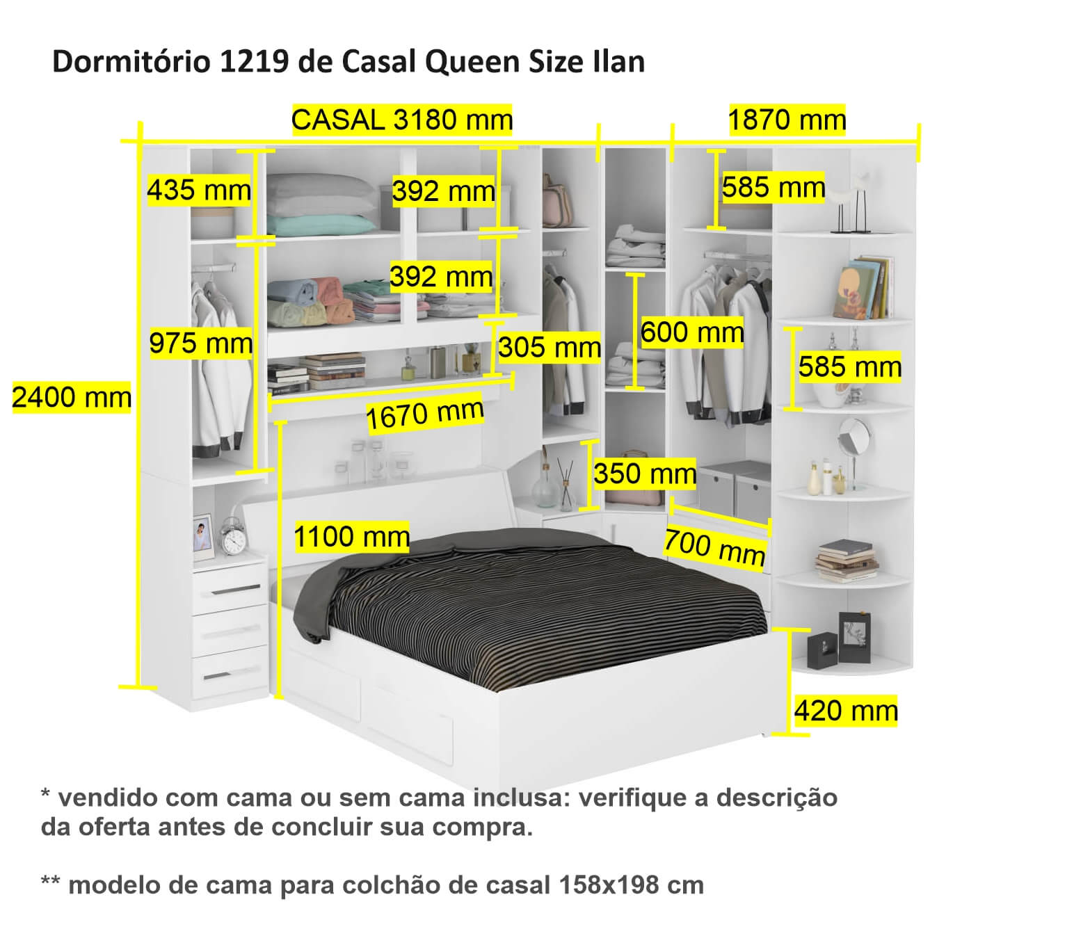 Dormitório Queen Size Sem Cama 1219S San Remo