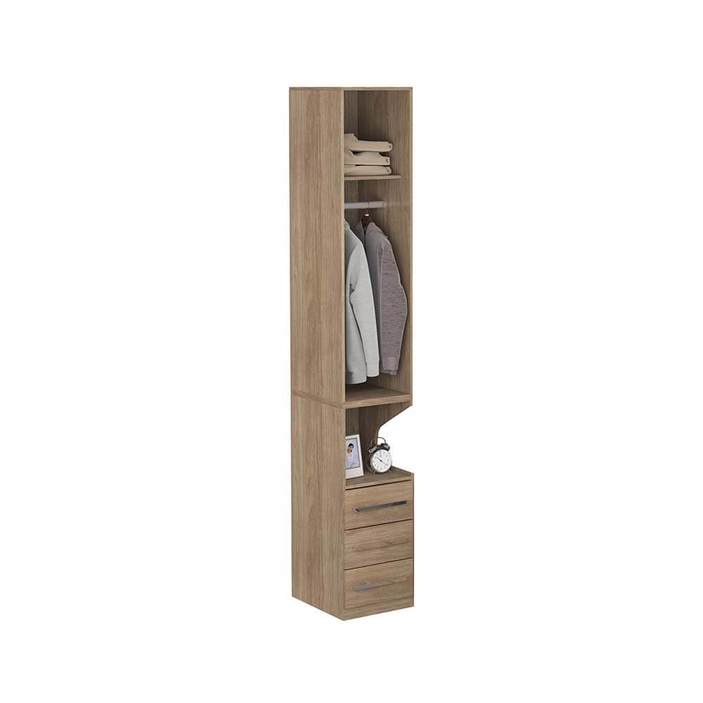 Guarda-Roupa De 1 Porta Com Mesa de Cabeceira 1416 Esquerdo Castanho
