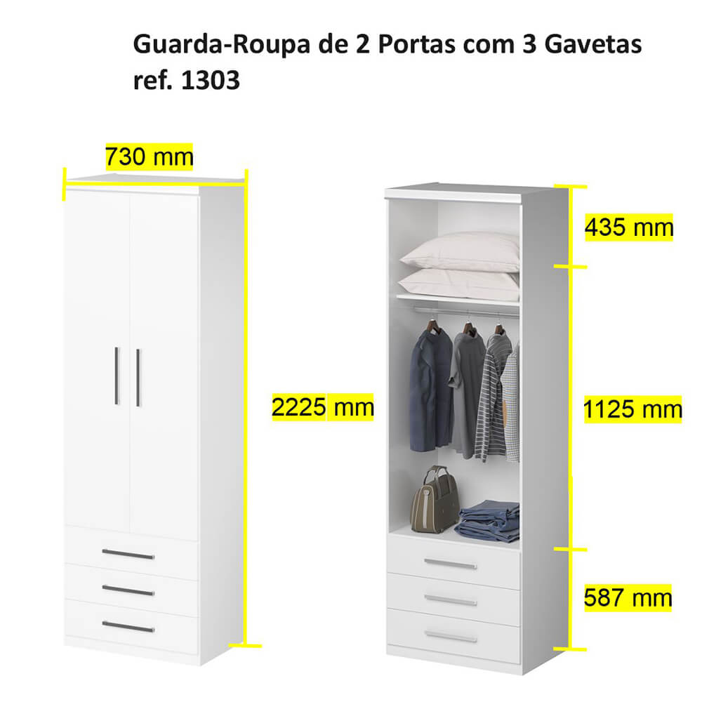 Guarda-Roupa De 2 Portas 1303 Ilan San Remo