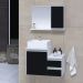 Conjunto Gabinete Banheiro CROSS 60 Branco / Preto