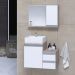 Conjunto Gabinete Banheiro CROSS 60 Madeirado/Branco