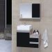 Conjunto Gabinete Banheiro CROSS 60 Madeirado/Preto