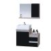 Conjunto Gabinete Banheiro CROSS 60 Madeirado/Preto