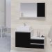 Conjunto Gabinete Banheiro CROSS 80 Branco / Preto