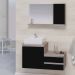 Conjunto Gabinete Banheiro CROSS 80 Madeirado / Preto
