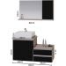 Conjunto Gabinete Banheiro CROSS 80 Madeirado / Preto
