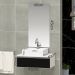Conjunto Gabinete Banheiro JOY 45 Branco / Preto