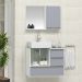 Conjunto Gabinete Banheiro POLO 60 Branco / Cinza