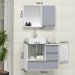 Conjunto Gabinete Banheiro POLO 60 Branco / Cinza