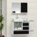 Conjunto Gabinete Banheiro POLO 60 Branco / Preto