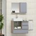 Conjunto Gabinete Banheiro POLO 60 Madeirado / Cinza