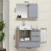 Conjunto Gabinete Banheiro POLO 60 Madeirado / Cinza