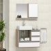 Conjunto Gabinete Banheiro POLO 60 Madeirado / Preto