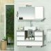 Conjunto Gabinete Banheiro POLO 80 Madeirado / Branco