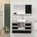 Conjunto Gabinete Banheiro POLO 80 Madeirado / Preto