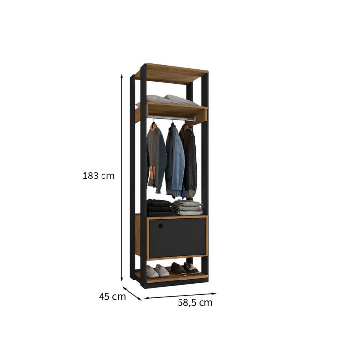 [OUTLET] Guarda-Roupa Closet Titan 1 PT Preto e Freijó