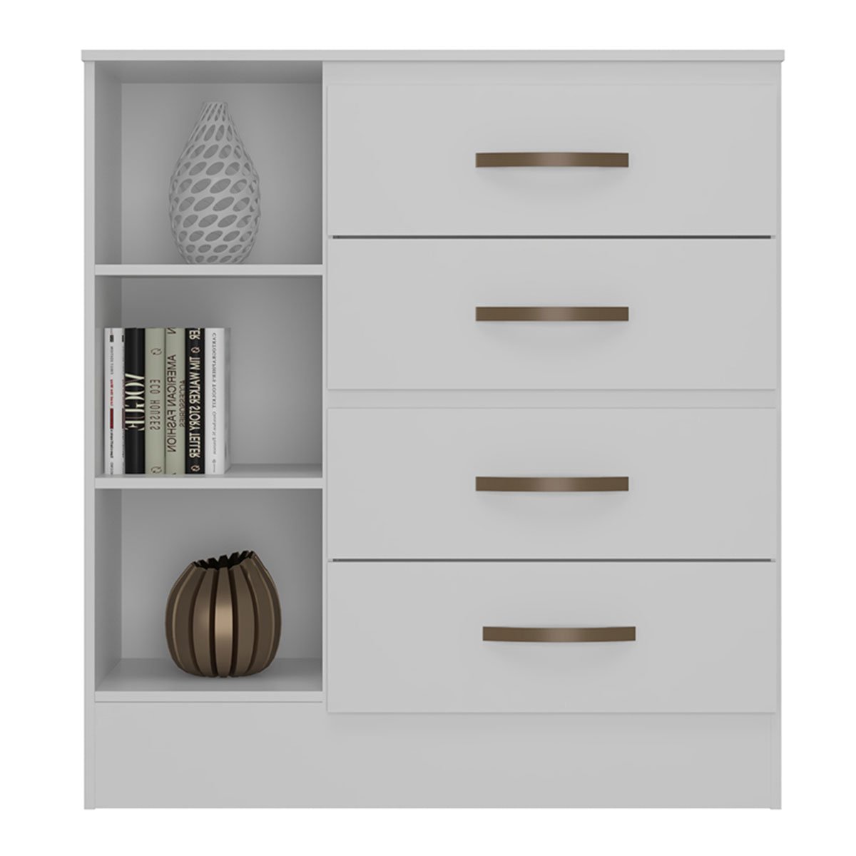 Cômoda Sapateira para Quarto 1 Porta 4 Gavetas Lisa Branco
