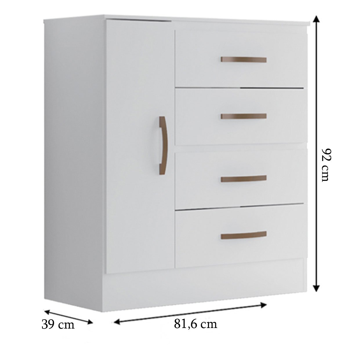 Cômoda Sapateira para Quarto 1 Porta 4 Gavetas Lisa Branco