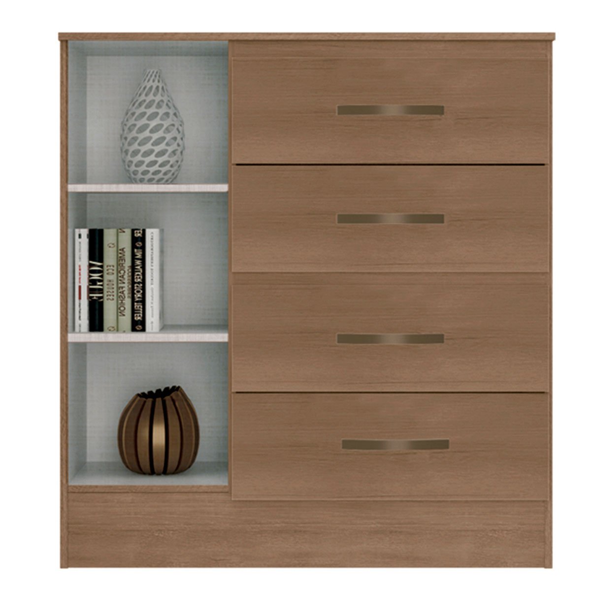 Cômoda Sapateira para Quarto 1 Porta 4 Gavetas Lisa Carvalho Oak