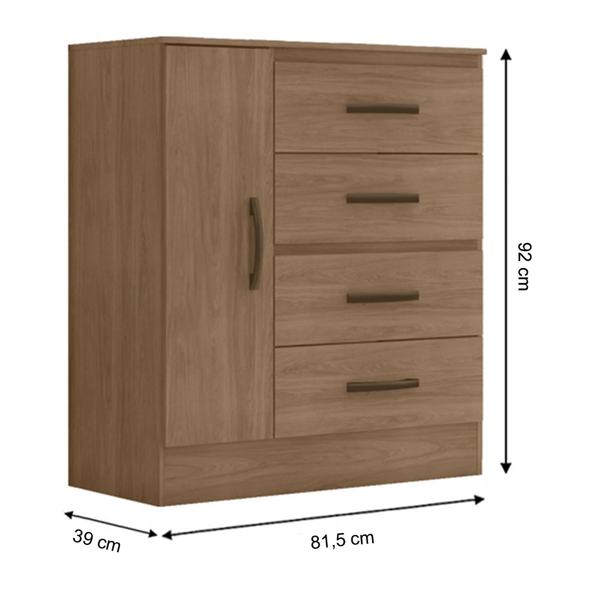 Cômoda Sapateira para Quarto 1 Porta 4 Gavetas Lisa Carvalho Oak