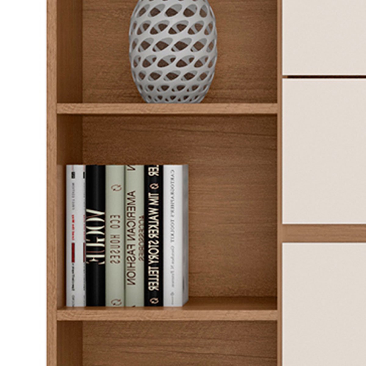 Cômoda Sapateira para Quarto 1 Porta 4 Gavetas Lisa Nature/Off White
