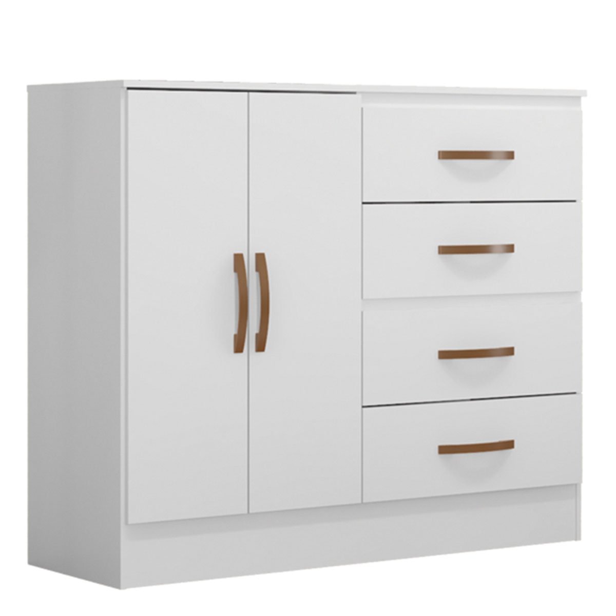 Cômoda Sapateira para Quarto 2 Portas 4 Gavetas Lisa Branco