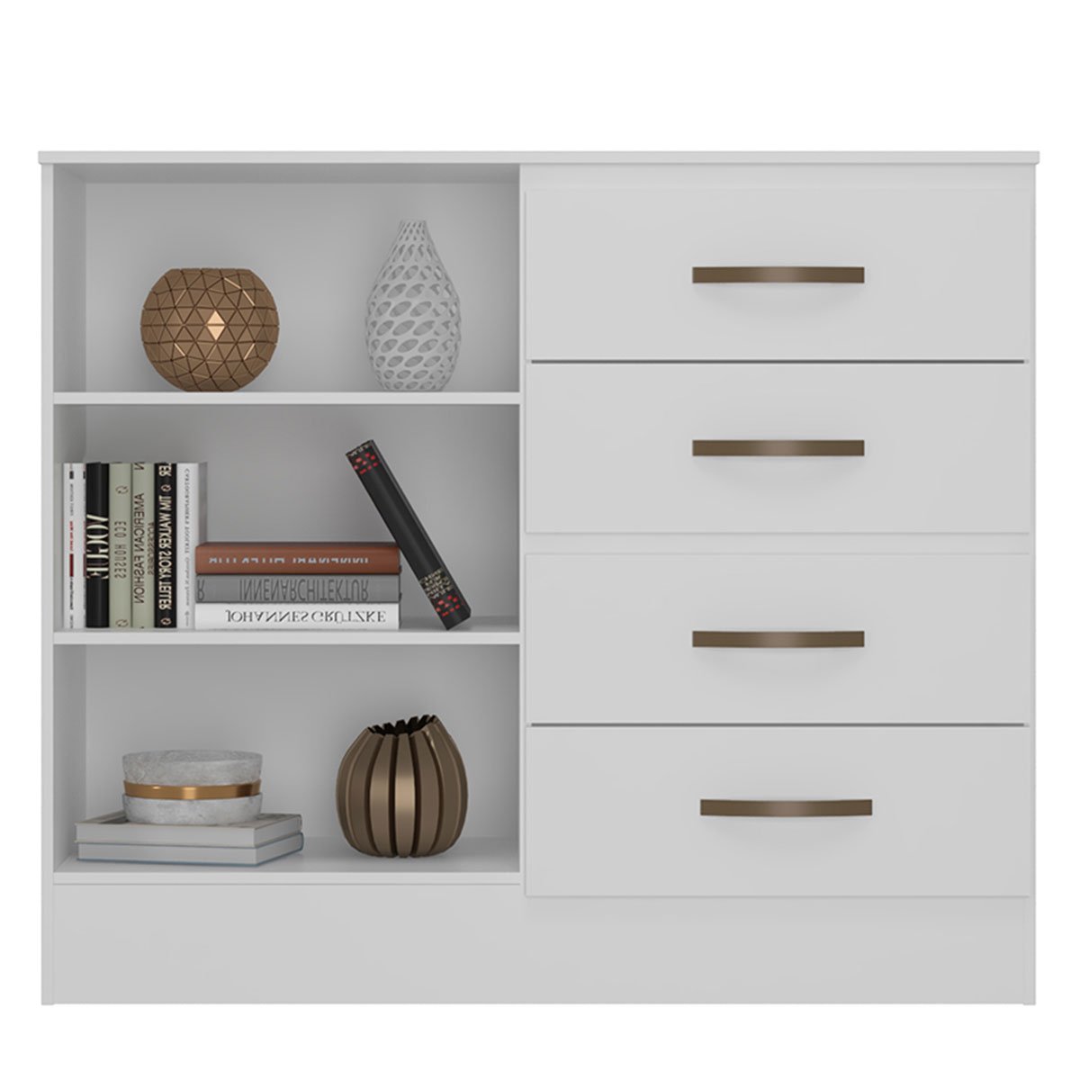 Cômoda Sapateira para Quarto 2 Portas 4 Gavetas Lisa Branco