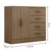 Cômoda Sapateira para Quarto 2 Portas 4 Gavetas Lisa Carvalho Oak