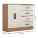 Cômoda Sapateira para Quarto 2 Portas 4 Gavetas Lisa Nature/Off White