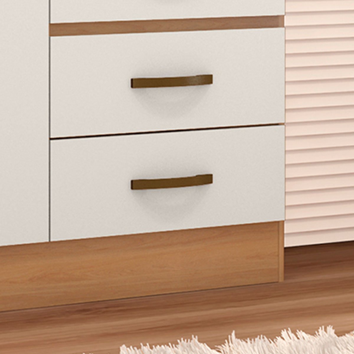 Cômoda Sapateira para Quarto 2 Portas 4 Gavetas Lisa Nature/Off White