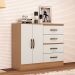 Cômoda Sapateira para Quarto 2 Portas 4 Gavetas Lisa Nature/Off White