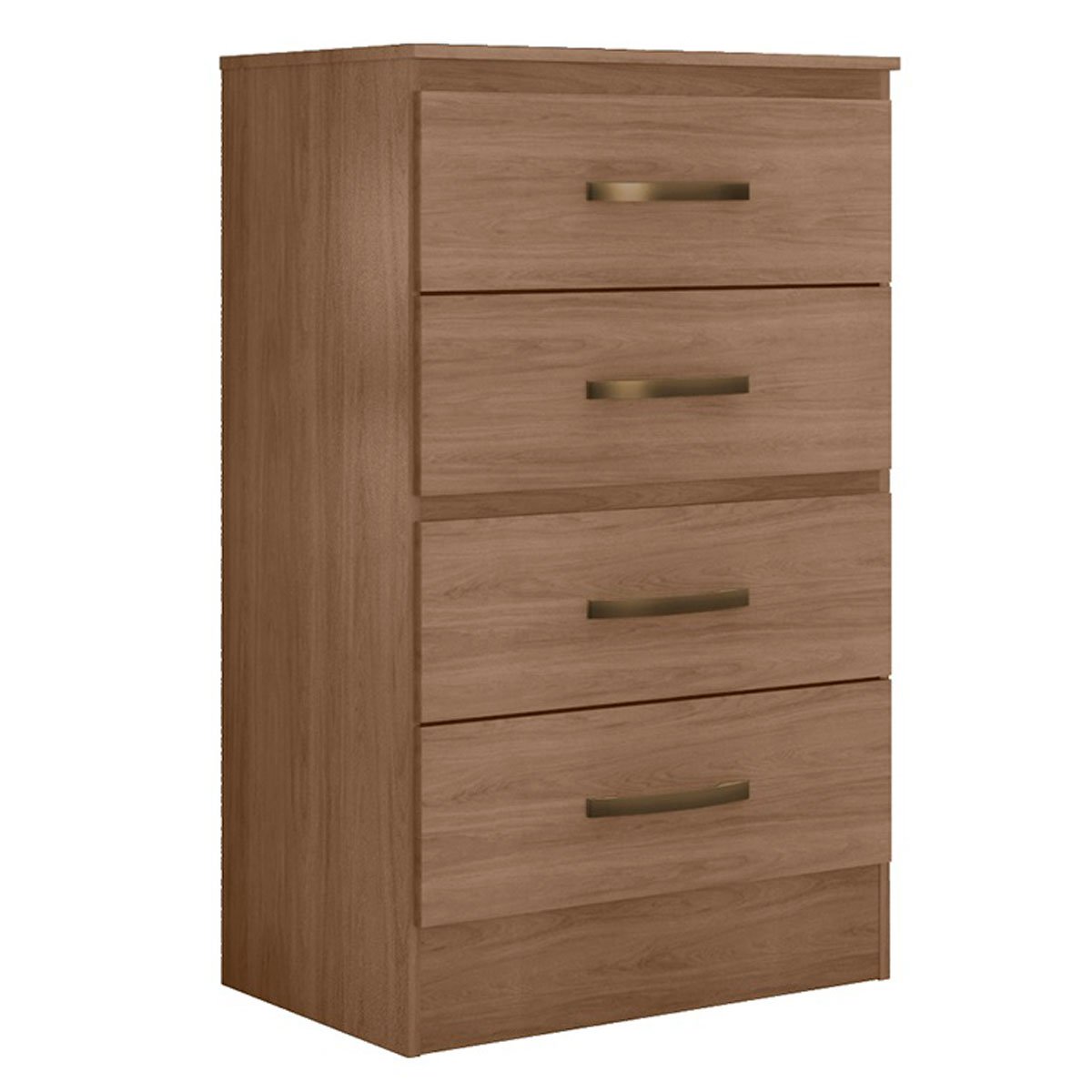 Cômoda para Quarto 4 Gavetas Lisa MDP Carvalho Oak