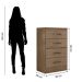 Cômoda para Quarto 4 Gavetas Lisa MDP Carvalho Oak