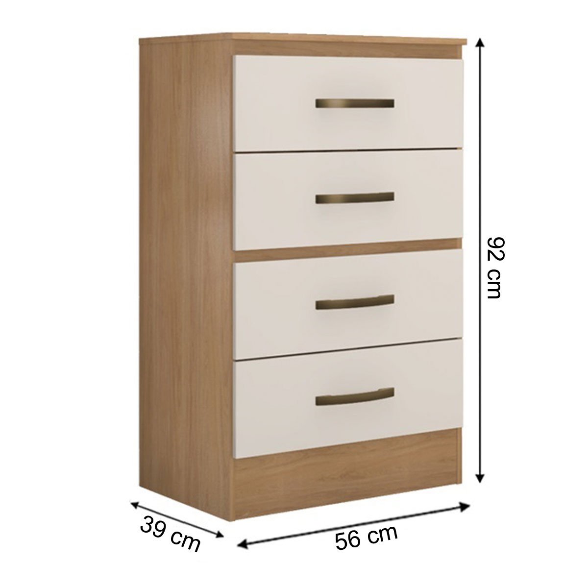 Cômoda para Quarto 4 Gavetas Lisa MDP Nature/Off White