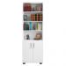 Estante Livreiro Multiuso Portas Pequenas 6 Prateleiras Office Branco White - Móveis Leão