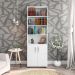 Estante Livreiro Multiuso Portas Pequenas 6 Prateleiras Office Branco White - Móveis Leão