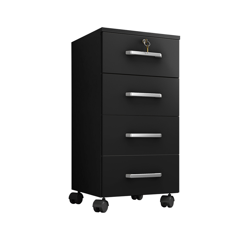 Gaveteiro Gávea com Rodízios 4 Gavetas Preto