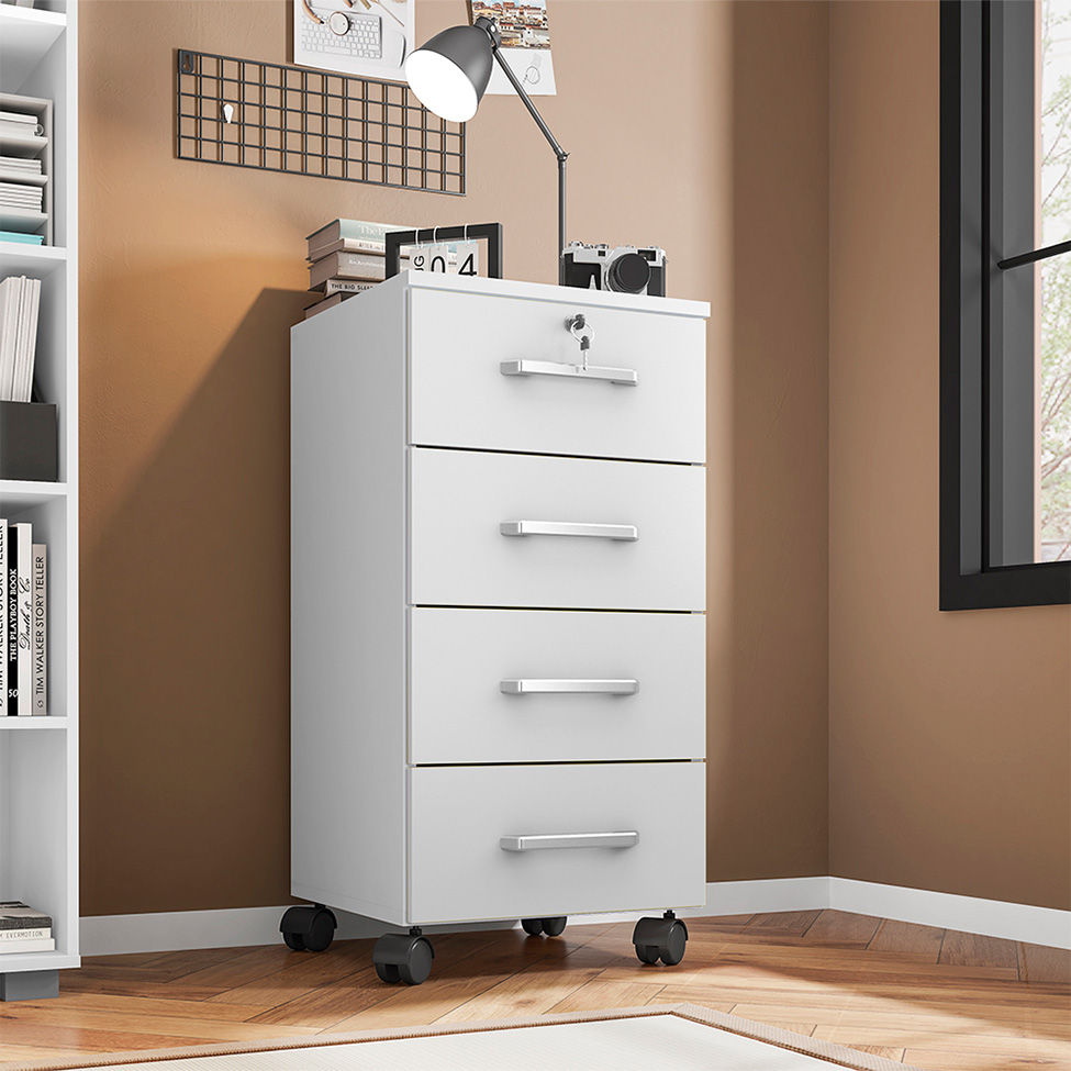 Gaveteiro Gávea com Rodízios 4 avetas Branco