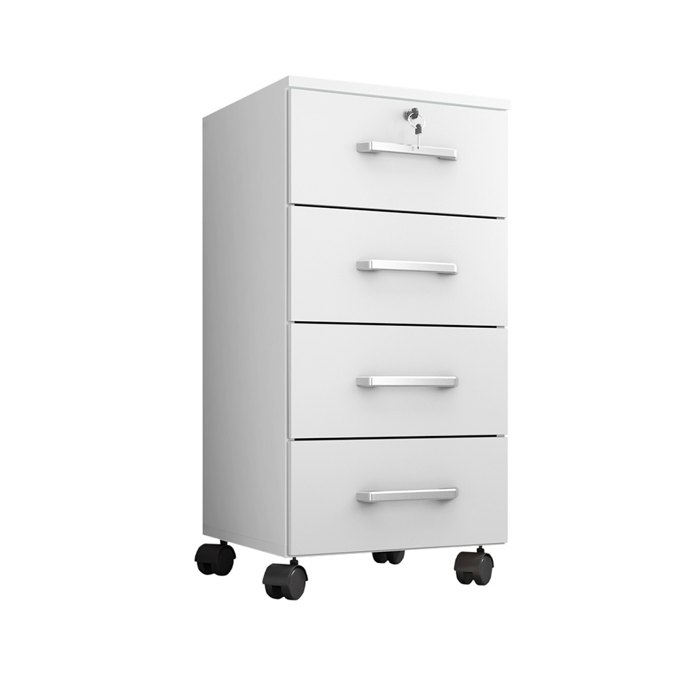 Gaveteiro Gávea com Rodízios 4 avetas Branco