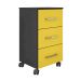 Gaveteiro Pietra Flex Color 3 GV Preto com Amarelo