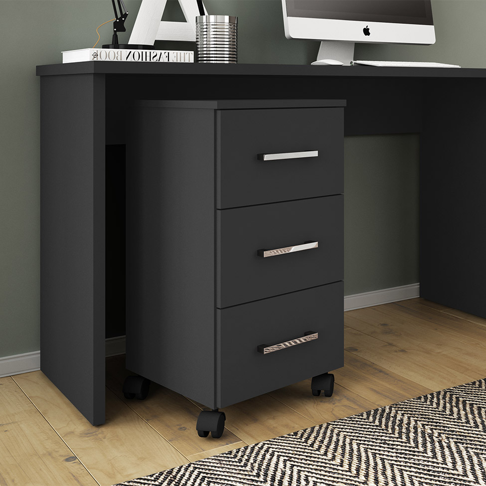 Gaveteiro Pietra Flex Color 3 GV Preto com Amarelo