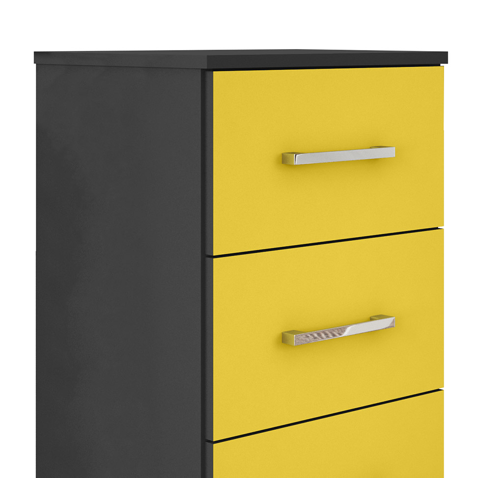 Gaveteiro Pietra Flex Color 3 GV Preto com Amarelo