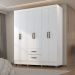 Guarda-Roupa Casal 6 Portas 2 Gavetas e 5 Prateleira Lisa MDP Branco