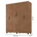 Guarda-Roupa Casal 6 Portas 2 Gavetas e 5 Prateleira Lisa MDP Carvalho Oak