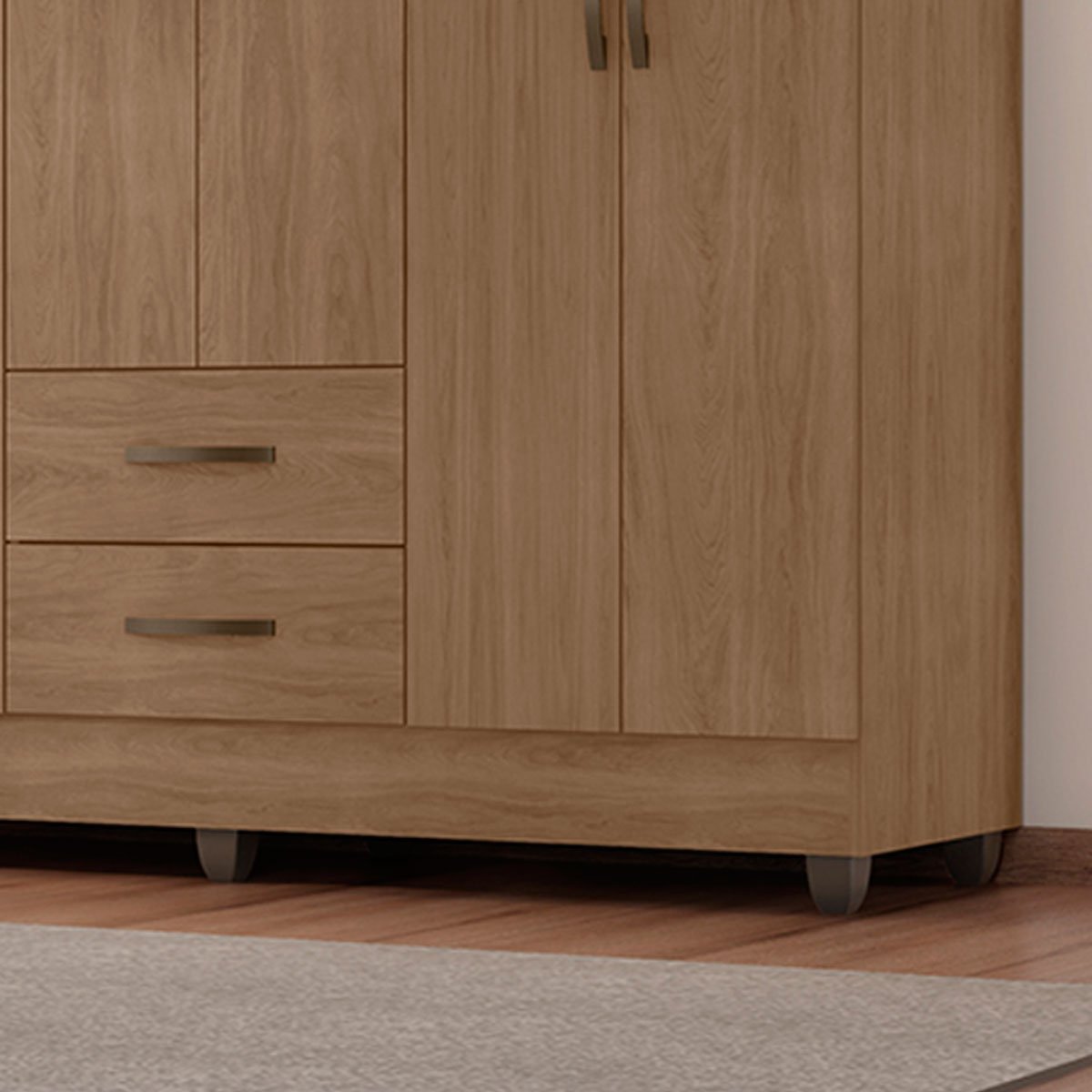 Guarda-Roupa Casal 6 Portas 2 Gavetas e 5 Prateleira Lisa MDP Carvalho Oak