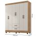 Guarda-Roupa Casal 6 Portas 2 Gavetas e 5 Prateleira Lisa MDP Nature/Off White