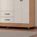 Guarda-Roupa Casal 6 Portas 2 Gavetas e 5 Prateleira Lisa MDP Nature/Off White